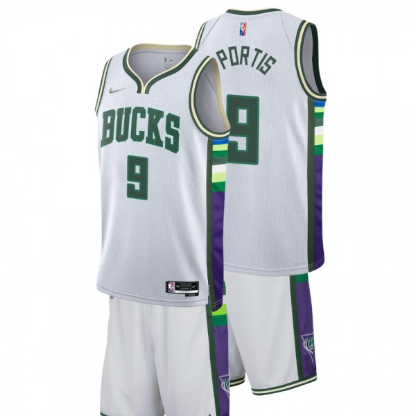 NBA 75TH Bucks Bobby Portis Jersey Shorts City Set...