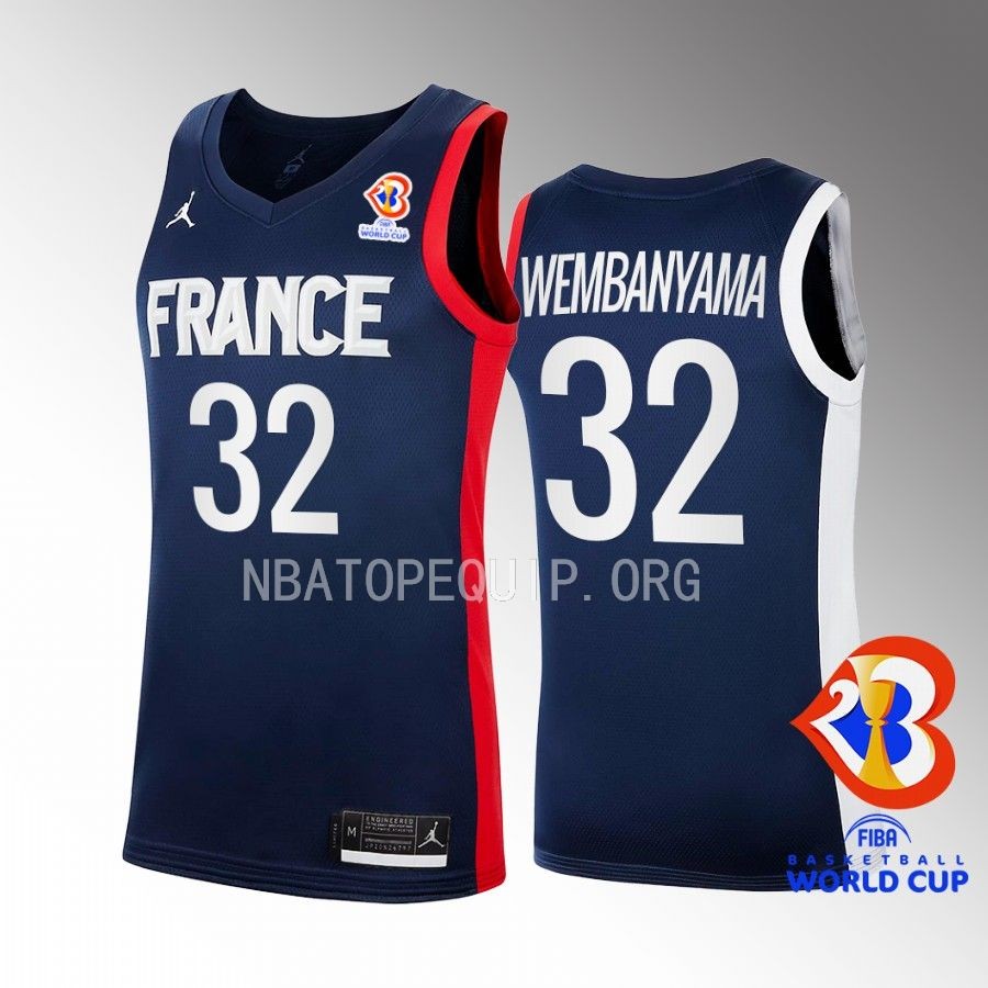 Victor Wembanyama FIBA Basketball World Cup 2023 France Navy Jersey #32